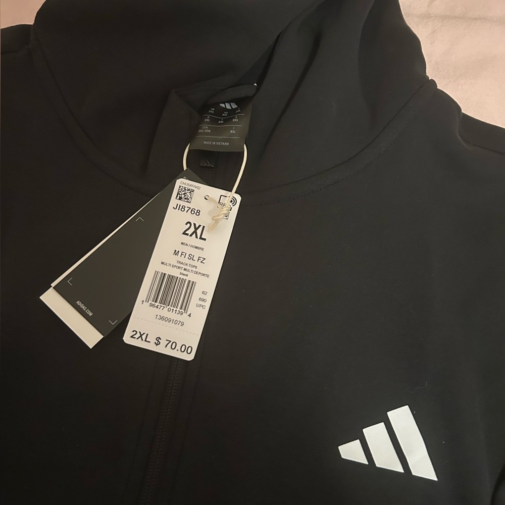 Black Adidas Men’s Zip Up Hoodie - Picture 3 of 4